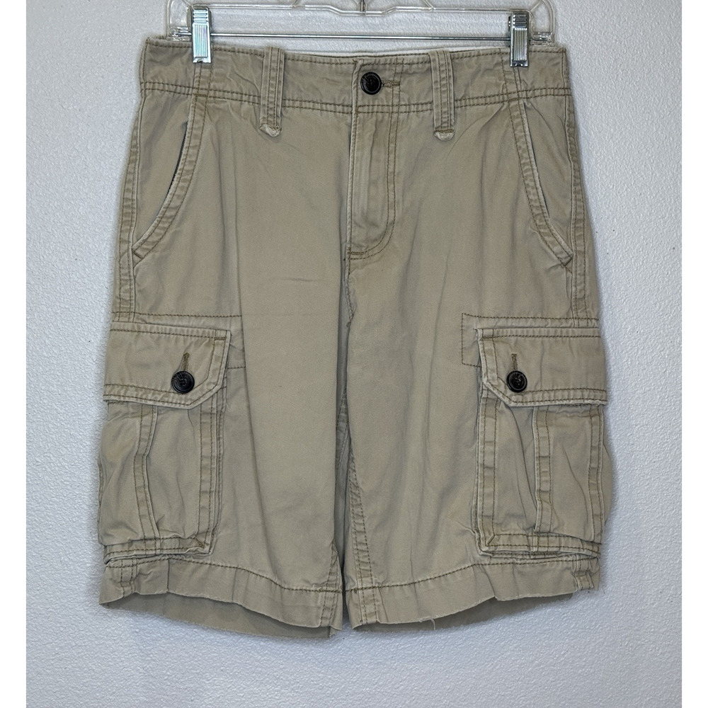 American Eagle Cargo Shorts Mens Size 28 Light Khaki Tan 100% Cotton 10" Inseam